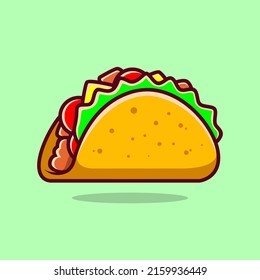 Taco cartoon vector. Fast food cartoon element illustration. Flat of fast food vector isolated. Breakfast food collection. Eps 10.