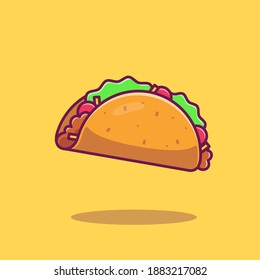 Taco Cartoon Vector Icon Illustration. Fast Food Icon Concept Isolated Premium Vector. Flat Cartoon Style