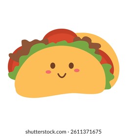 Taco Character, Smiling Taco Cartoon Character, Vintage character design of taco