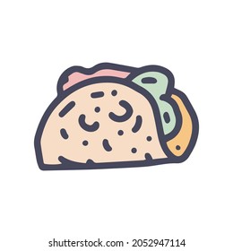 Taco-Farbe Vektorgrafik-Doodle einfaches Symbol-Design
