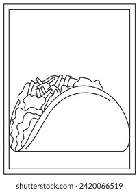 Taco coloring page designed in hand drawn vector 