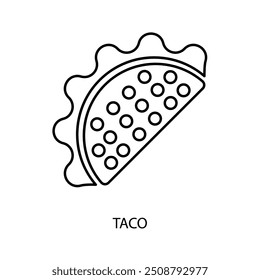 Icono de línea de concepto de taco. Ilustración de elemento simple. diseño de símbolo de contorno de concepto de taco.