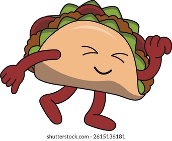 Taco. Cute cartoon fast food vector character set isolated on white