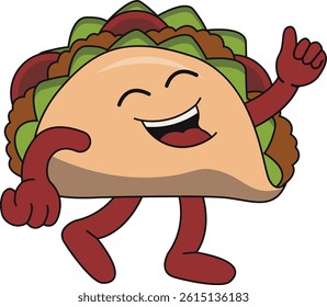Taco. Cute cartoon fast food vector character set isolated on white