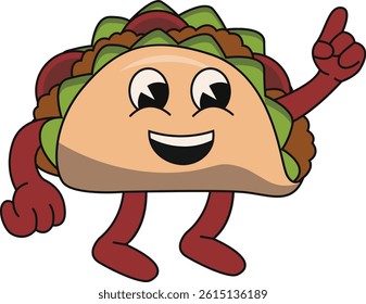 Taco. Cute cartoon fast food vector character set isolated on white