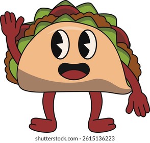 Taco. Cute cartoon fast food vector character set isolated on white