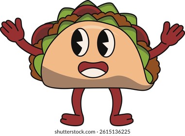 Taco. Cute cartoon fast food vector character set isolated on white
