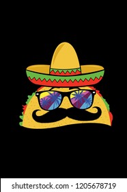 taco cute character mexican food colorful illustration