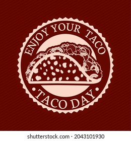 taco day label illustration over white