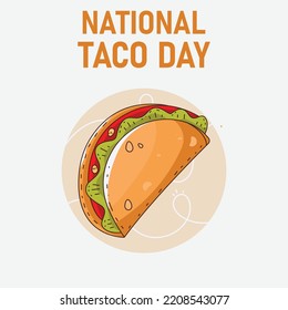 Taco day Mexican food round label yellow.