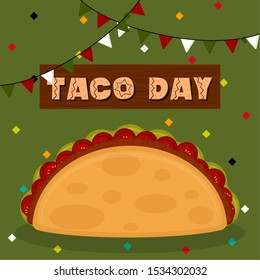 Taco day poster. Taco image - Vector illustration
