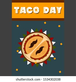 Taco day poster. Tacos in a dish - Vector illustration