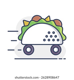 Taco delivery vector isolated icon. Fastfood sign. Graph symbol for cooking web site and apps design, logo, app, UI