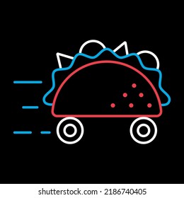 Taco delivery vector isolated on black background icon. Fastfood sign. Graph symbol for cooking web site and apps design, logo, app, UI