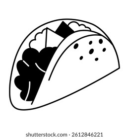 Taco dish illustration in hand drawn style 
