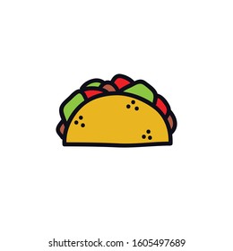 taco doodle icon, vector illustration