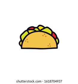 taco doodle icon, vector illustration