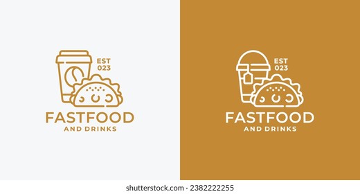 Vector de diseño del logotipo de comida rápida para tacos y bebidas