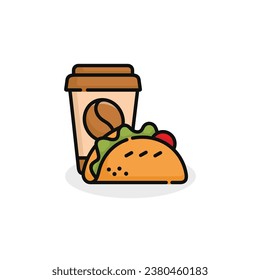 Taco and drink vector illustration. Fast food icon isolated on white background