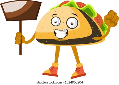 Taco with dust pan, illustration, vector on white background.