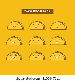 Taco Emoticon Set. Taco Emojis. 