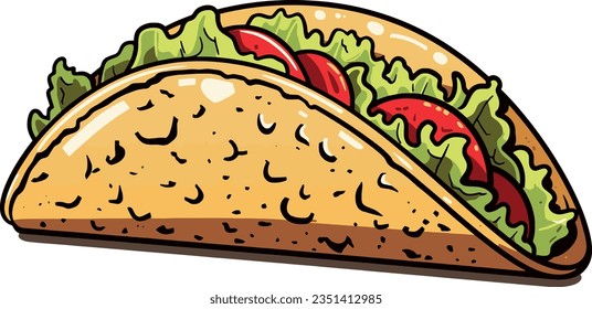 Taco engraving style, Basic simple Minimalist vector SVG logo graphic, isolated on white background, children's coloring page, outline art, thick crisp lines, black and white