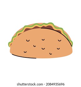 taco fast food icon flat