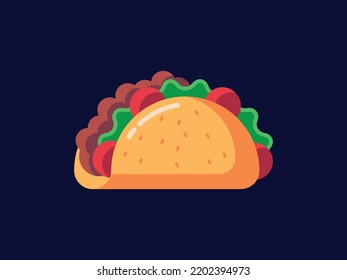 Taco Fast Food Vector Flat Icon Illustration