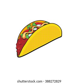 Taco fast food vector pop art retro style. Menu comic style