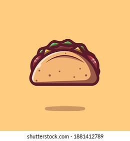 Taco Flat Cartoon Icon Illustration. Premium Vector Fast Food Icon Concept Isolated. Flat Cartoon Style