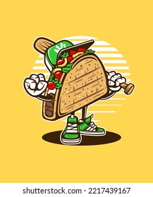 Taco. Flat Cartoon Style Suitable for Landing Web Pages, Banners, Flyers, Stickers, Cards