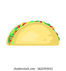 taco flat design illustration icon, isolated stock vector