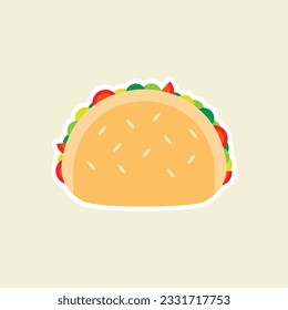 taco flat design vector illustration. tacos mexican junk food and fast food icon for restaurant
