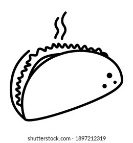 Taco flat icon. Pictogram for web. Line stroke. Isolated on white background. Vector eps10