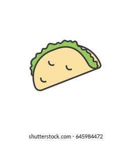 Taco flat line icon.