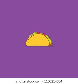 Taco Flat Style. Taco Vector Illustration. Taco Mexican Food. Tacos on Solid Background. Taco Fast Food.