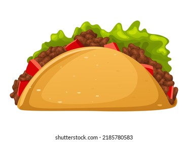 Taco food cartoon illustration icon. Isolated on white background. Vector illustration.