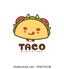 taco food character mascot template and love icon in both eyes