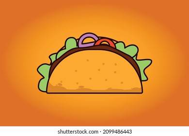 Taco food flat design illustration vector eps file
