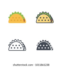 Taco food flat line icon