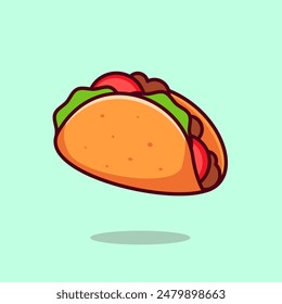 Taco Food Floating Cartoon Vector Icon Illustration. Food Object Icon Concept Isolated Premium Vector. Flat Cartoon Style