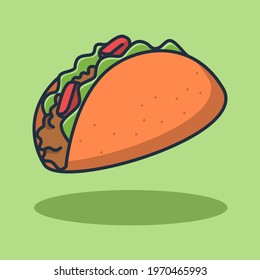 taco food illustration design with delicious minced meat. Isolated food design. Suitable for landing pages, stickers, book covers and icons