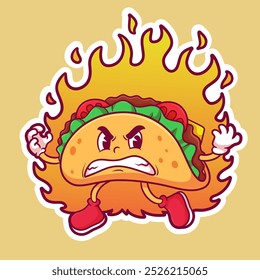 Cartoon de logotipo de mascote de comida de Taco