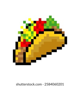 Taco food in pixel art style