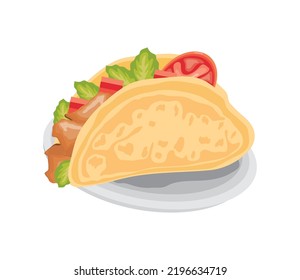 taco food in plate icon isolated