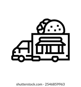 taco food truck line icon vetor. taco food truck sign. símbolo de contorno isolado ilustração em preto