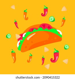 taco food vector with chili