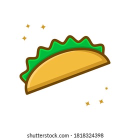 Taco Food Vector Logo Cartoon Sticker. Taco Mexican Food Icon Filled Line Style. Food Bakery And Cake Symbol Illustration