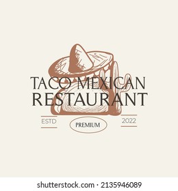 Taco food vintage illustration logo