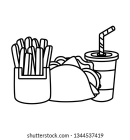 taco french fries and soda